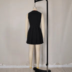Black Slim-Fit V-Neck Mini Dress