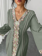 modest embroidered maxi dress for women with full length coverage