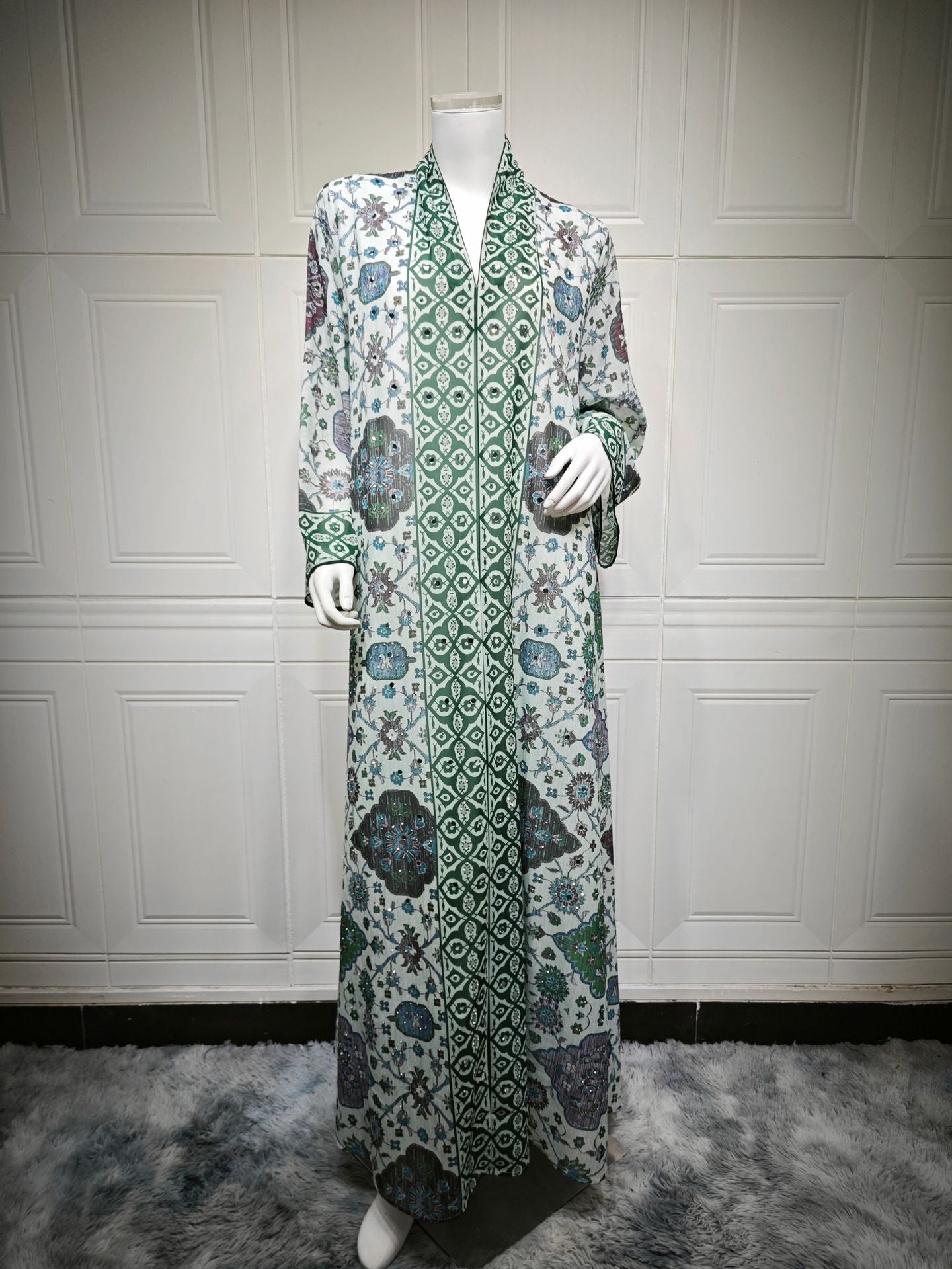Printed Tie-Dye Chiffon Maxi Dress