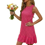 Polka Dot A-Line Plus-Size Midi Dress for Women