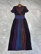 Gradient Stripe Elastic-Waist Midi Dress for Women