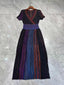 Gradient Stripe Elastic-Waist Midi Dress for Women
