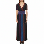 Gradient Stripe Midi Dress for women with a V neck design