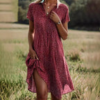 Polka Dot V-Neck Short Sleeve Casual Summer Dress for Women