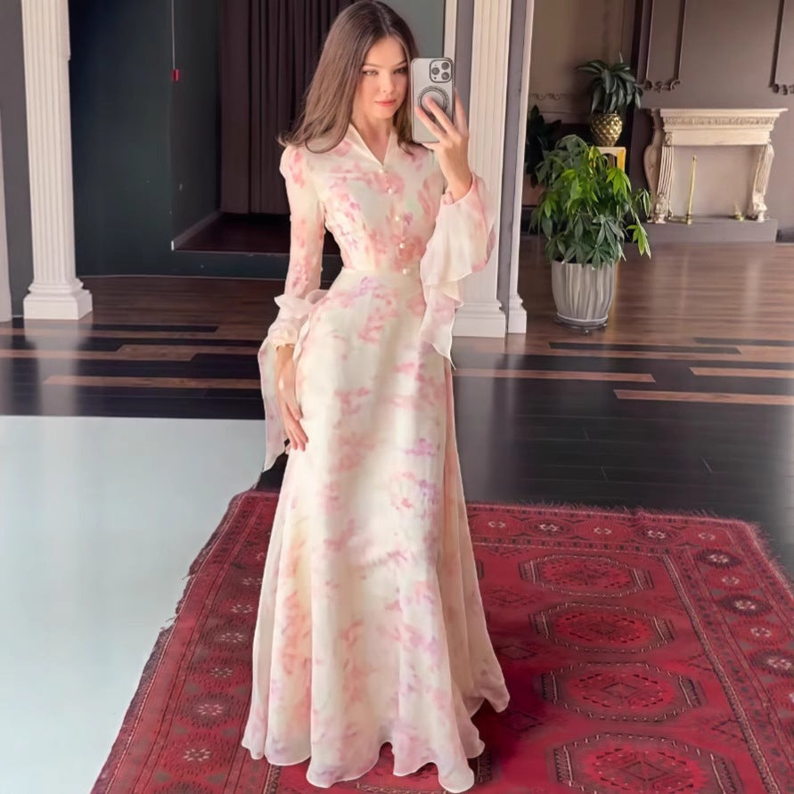 Ellie-Printed Flared-Sleeve Midi Dress Secondary image