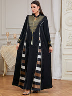 Black Embroidered Robe Maxi Dress