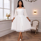 Mesh Round-Neck Midi Dress