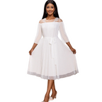 Mesh Round-Neck Midi Dress for women with a round neck design