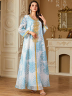 Light Blue Embroidered Maxi Dress