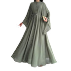 Green Belted Chiffon Maxi Dress