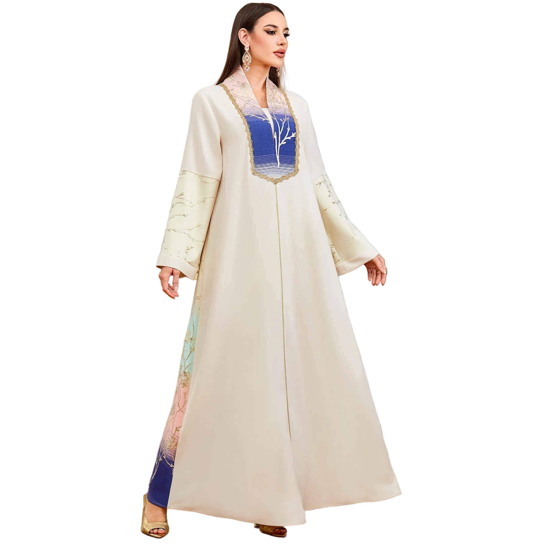 Floral Ethnic Long-Sleeve Maxi Dress for women with long sleeves Main image