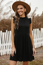 Ruffled sleeveless mini dress in chiffon, feminine summer dress by Vilmere