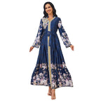 Lace-Up Long-Sleeve Maxi Dress