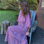 Bohemian Print Long Sleeve Flowy Maxi Dress for Women