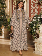 Embroidered Maxi Dress & Vest Set