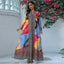 Rhinestone Printed Long-Sleeve Maxi Dress