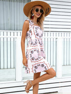 Printed Square-Neck Midi Dress