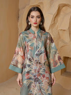 Printed Beaded Robe Maxi Dress