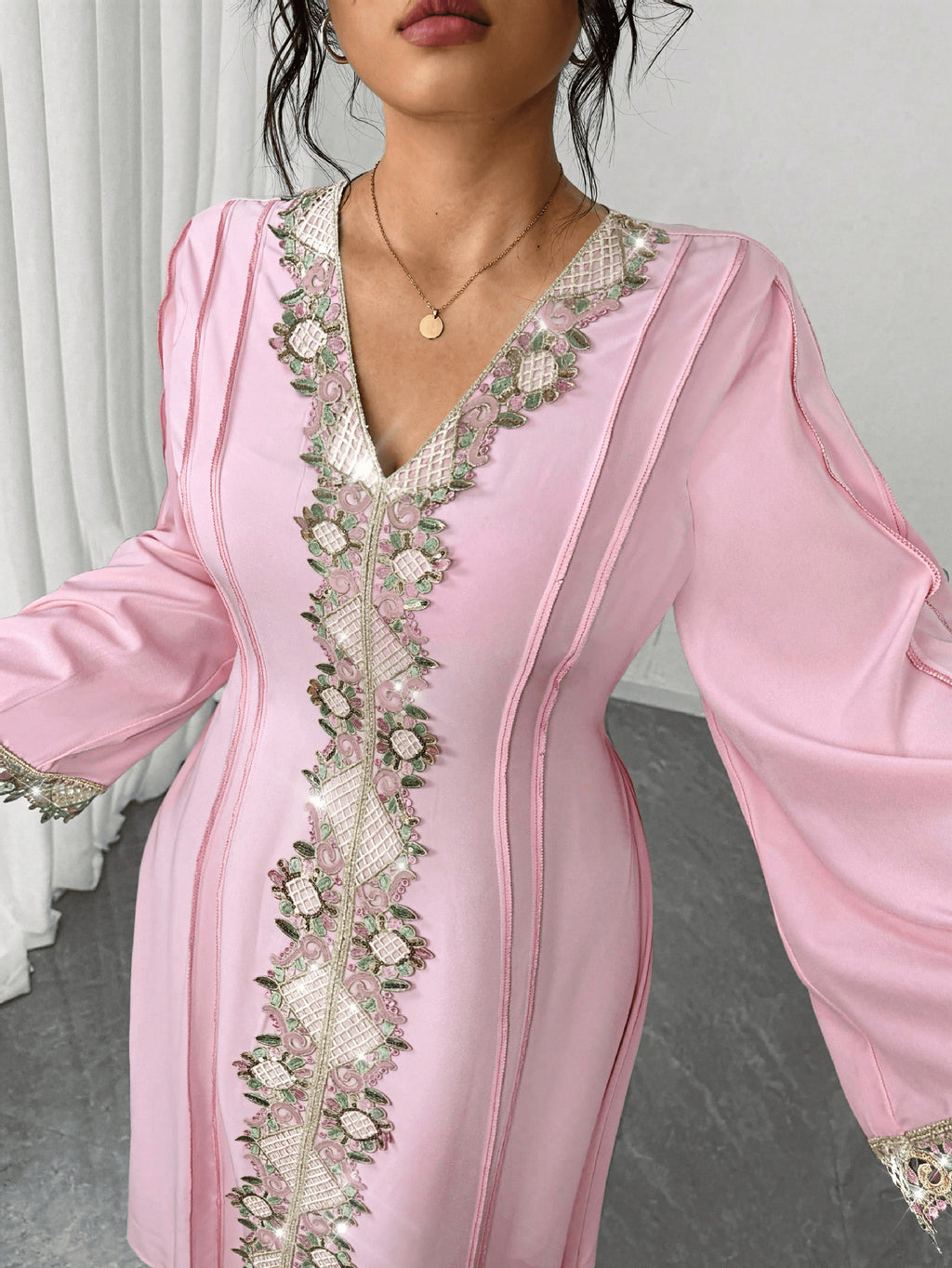 embroidered maxi dress with a modern silhouette for women