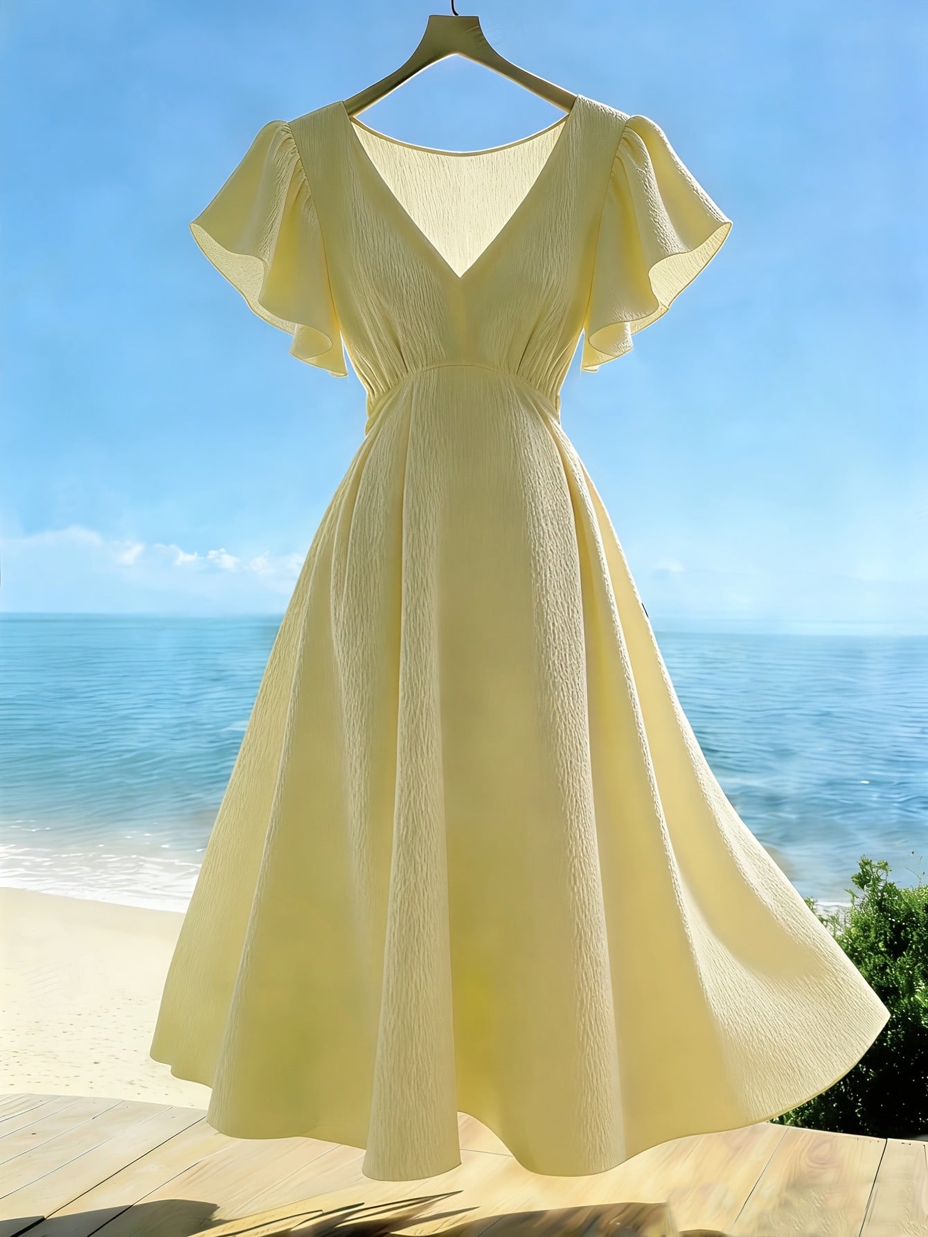 Lime Green V-Neck Maxi Dress
