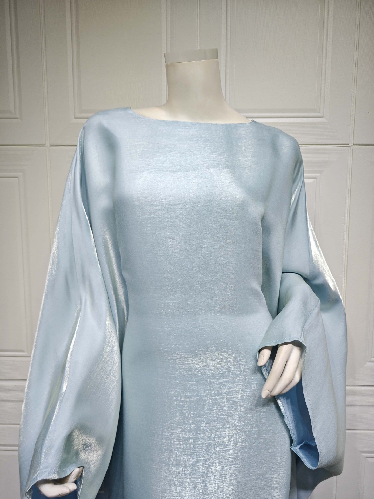 Shiny Satin Belted Maxi Dress