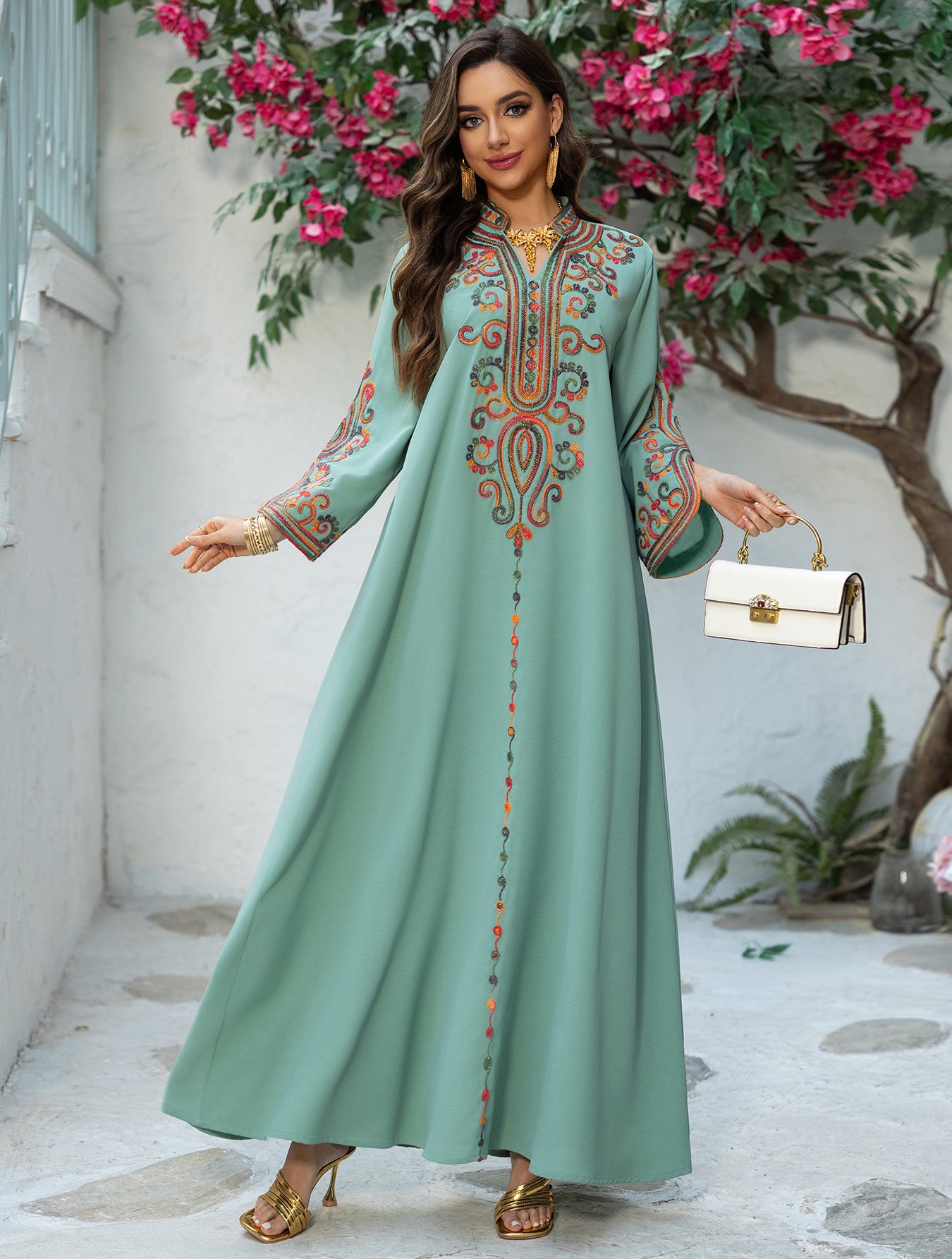 Embroidered Pullover Maxi Dress