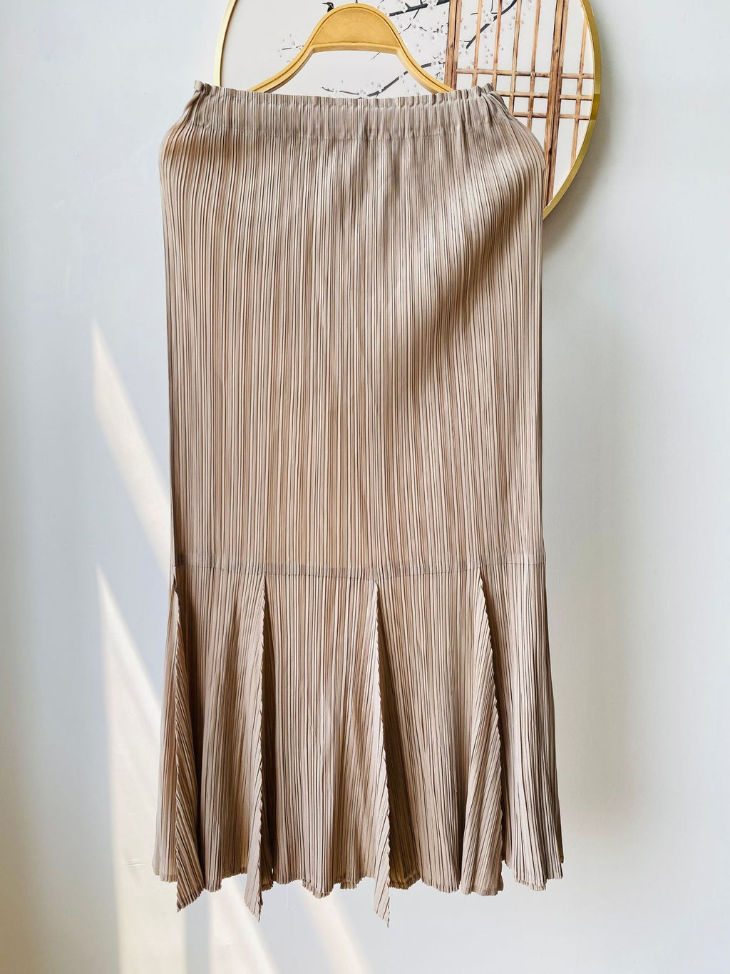 Pleated Fishtail A-Line Maxi Skirt for Women, One Size