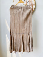 Pleated Fishtail A-Line Maxi Skirt for Women, One Size