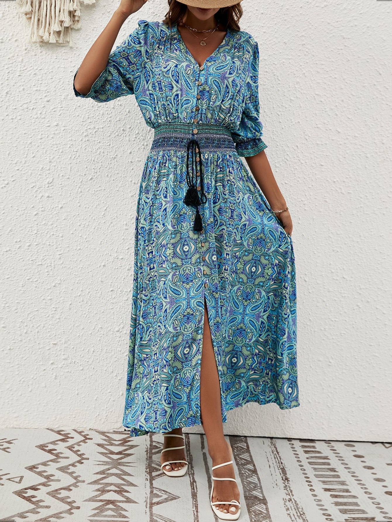 Printed A-Line Maxi Dress