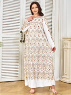 Round-Neck Loose Long-Sleeve Maxi Dress