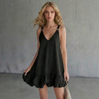 Ruffle Bubble Strap A-Line Mini Dress