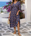 Floral Hollow-Lace Beach Dress for Women, V-Neck Short Sleeve