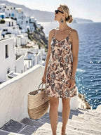 Plus-Size Floral Strap Beach Dress