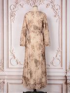 V-Neck Lace-Up Long-Sleeve Maxi Dress
