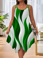 Abstract Print Flared A-Line Midi Dress for Women, Plus Size Sleeveless