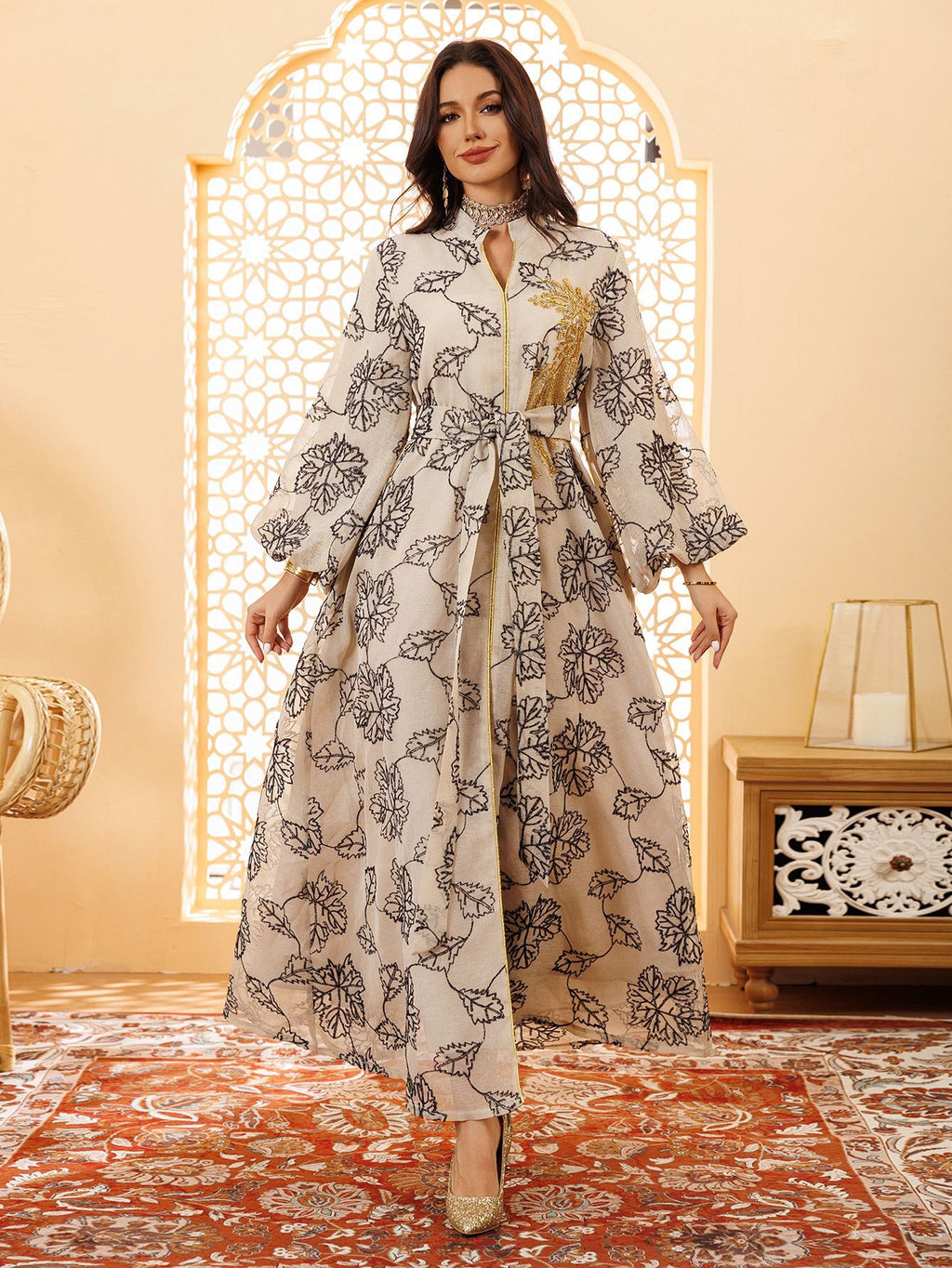 Embroidered Jalabiya Evening Gown