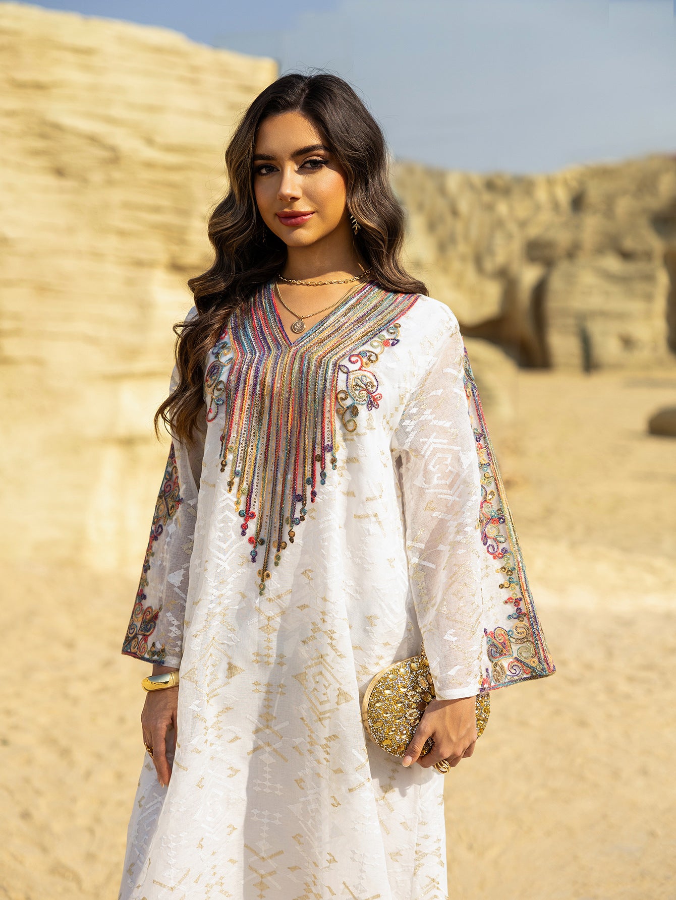 Embroidered Applique Maxi Dress