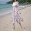 white floral maxi dress with a V neck for women
