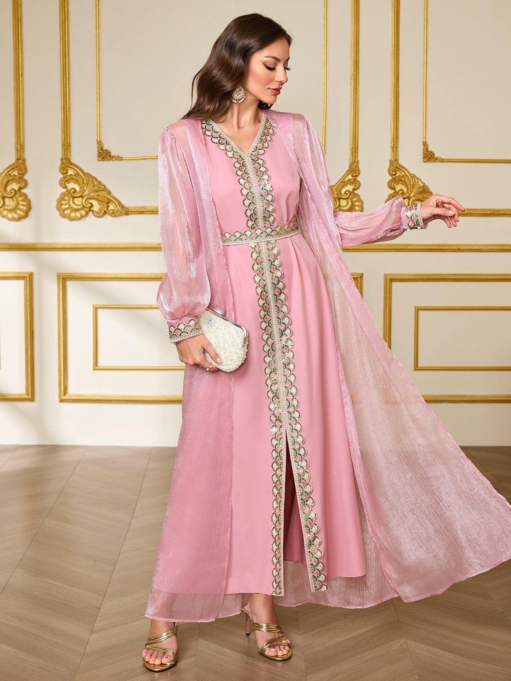 Two-Layer Cardigan Maxi Dress