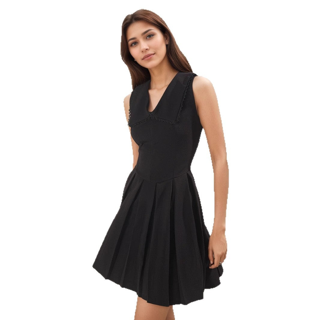 Black Slim-Fit V-Neck Mini Dress