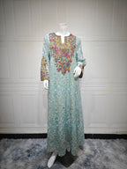 Mesh Embroidered Patchwork Maxi Dress