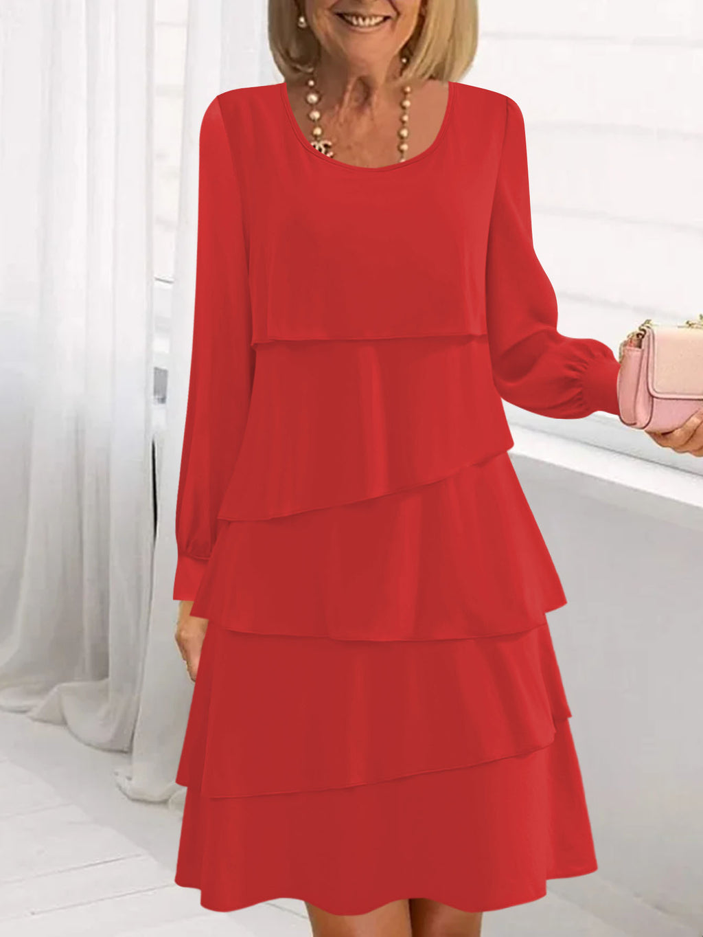 Pleated Cake Midi Dress