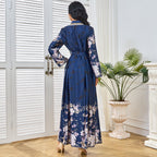 Lace-Up Long-Sleeve Maxi Dress