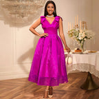 V-Neck Bow Sleeveless Maxi Dress