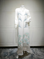 Embroidered Rhinestone Knit Maxi Dress