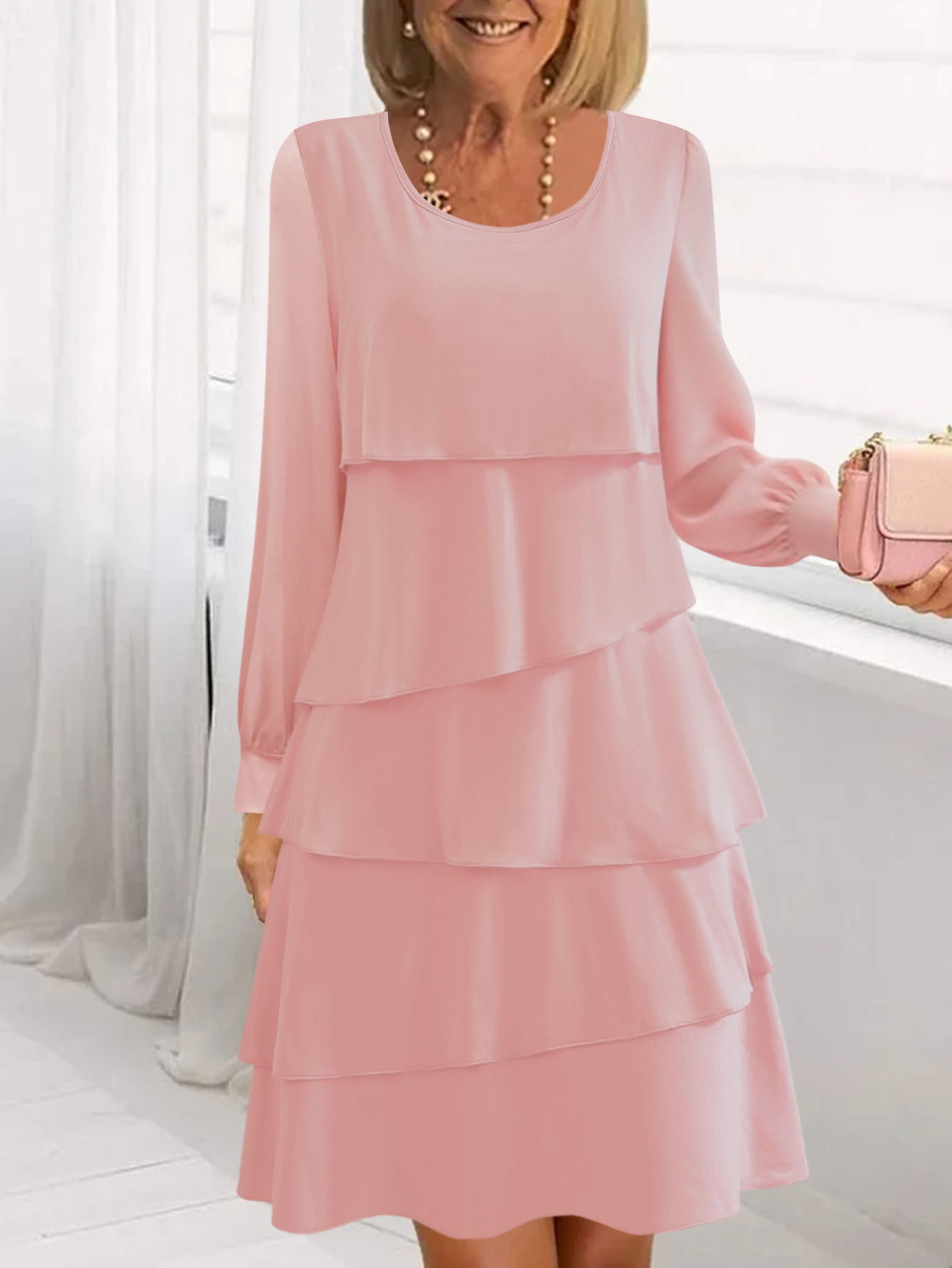 Pleated Cake Midi Dress