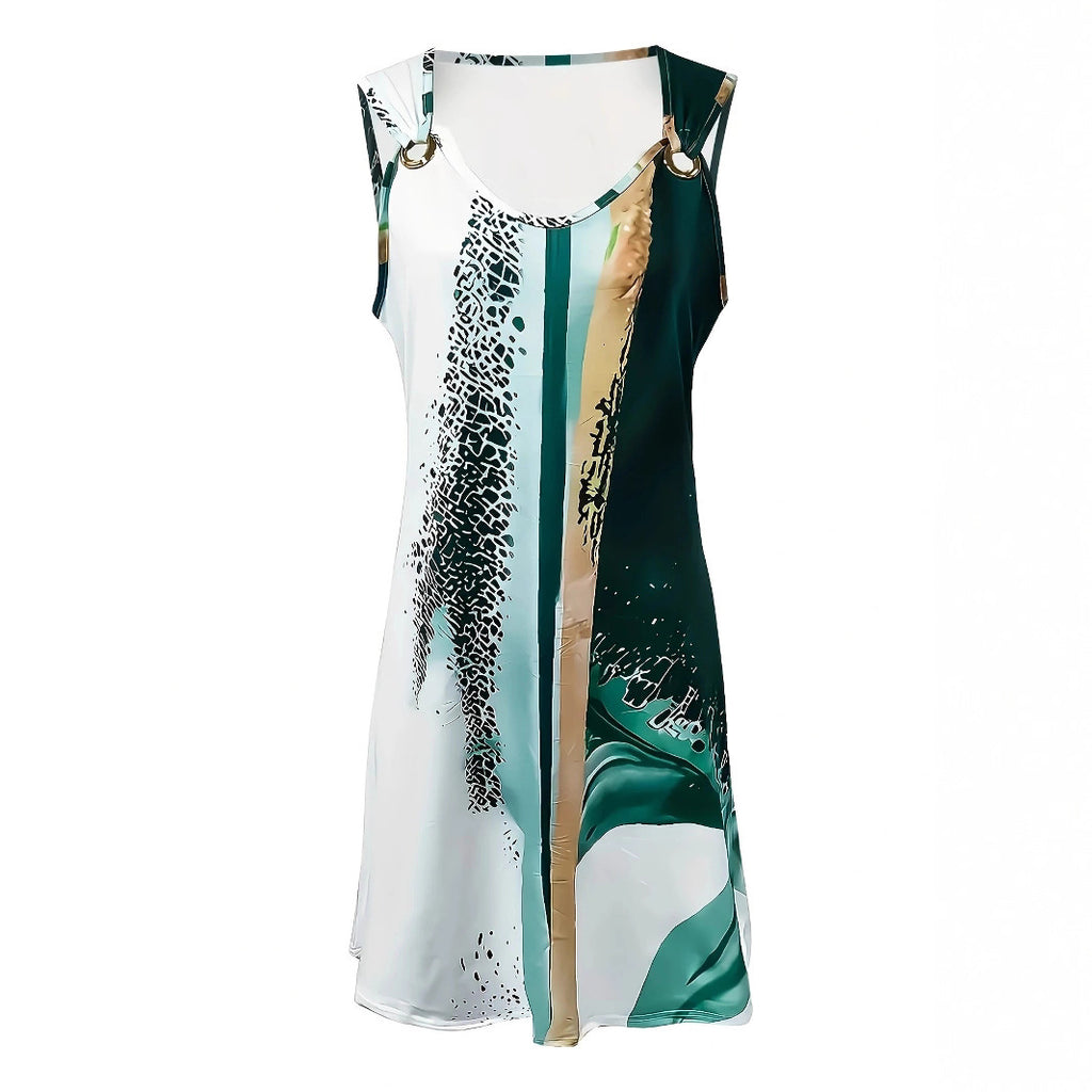 Sleeveless V-neck metal ring midi dress - Vilmere