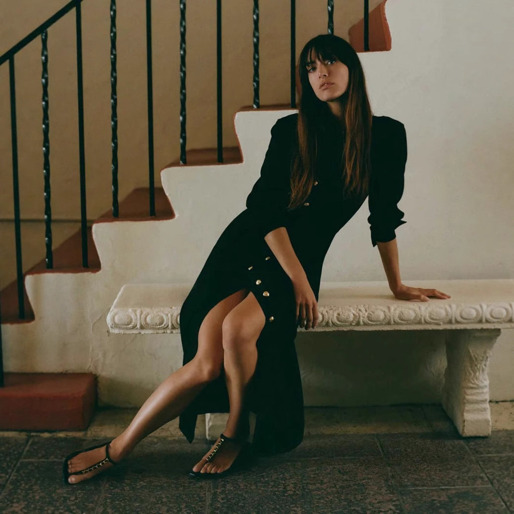 Black Button-Front Shirt Dress