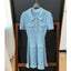 Knitted Diamond-Button Flip Collar Short Sleeve Dress for Women