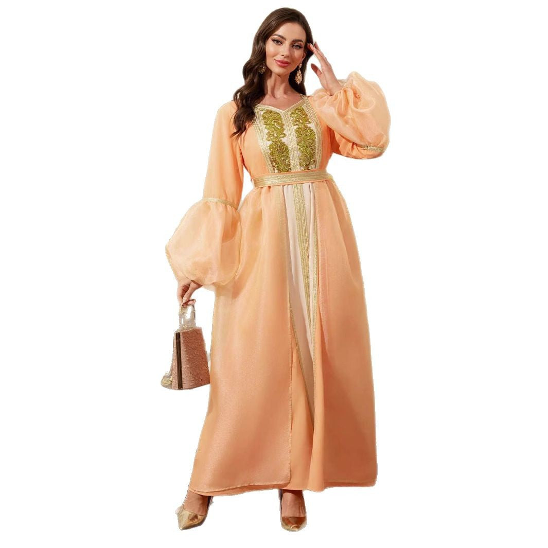 Orange Belted Robe Maxi Dress